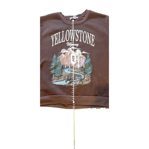 Balanced Motion Sweatshirt unisex XL Brown Yellowstone Wyoming Graphic Crewneck - Image 3
