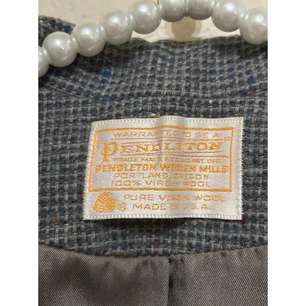 Vintage Pendleton Virgin Wool Blazer Women's Size Large Gray Academia 1950s USA - Image 4