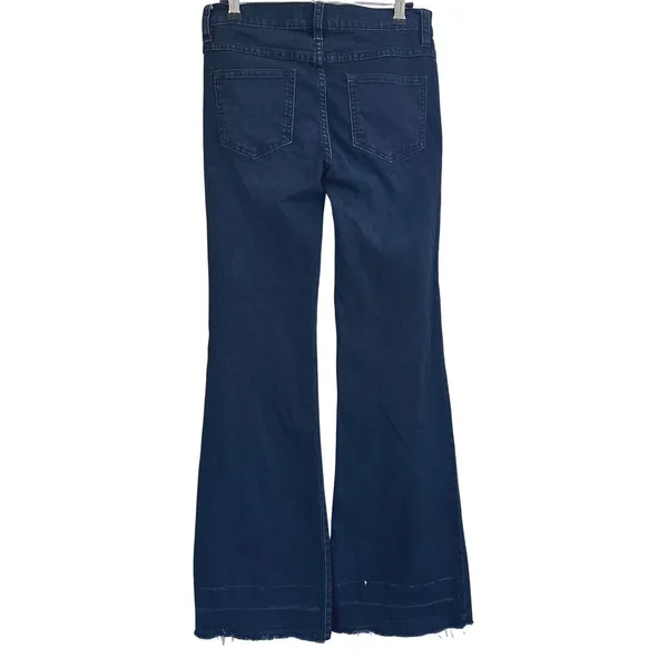 Free People Dallas Flare Jeans Women's 26 Dark Wash Frayed‎ Hem Cowgirl Rodeo - Image 2