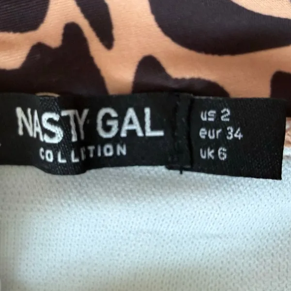 Nasty Gal Animal Print High-Waisted High Leg Bikini Set Brown Tan Size 2 XS NWOT - Image 8