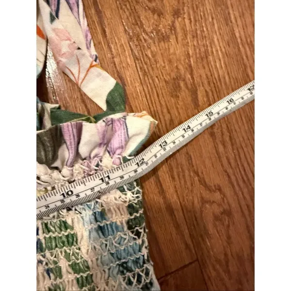 Anthropologie Corey Lynn Calter Olivia Tropical Bird linen smocked midi dress M - Image 10