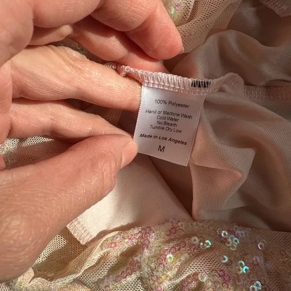 Lucy in the Sky Pale Pink Iridescent Sequin Mini Dress Medium - Image 12