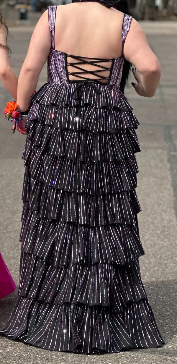 Sherri Hill Prom Dress Black and Purple - Image 3