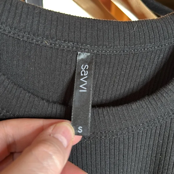 Savvi Sophia Black Ribbed Tank Top High Neck Racerback Fitted Size Small - Image 4