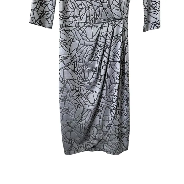 FRENCH CONNECTION Faux Wrap Fitted Knee Length Dress‎ Sz 6 - Image 3