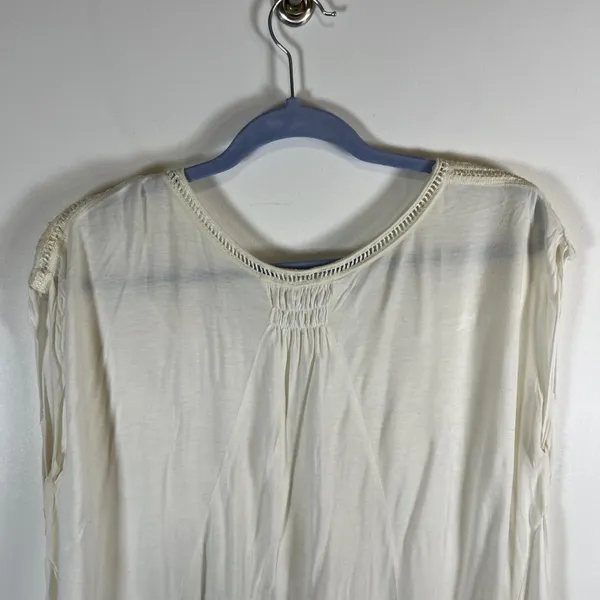 Free People Intimately Ivory Lace Smocked V-Neck High Low Sleeveless Top Romance - Image 7