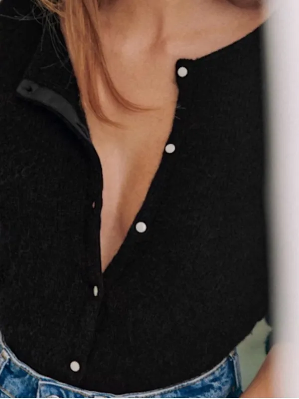 Sezane Gaspard Cardigan Black Mohair Alpaca Knit Sweater Size S - Image 6