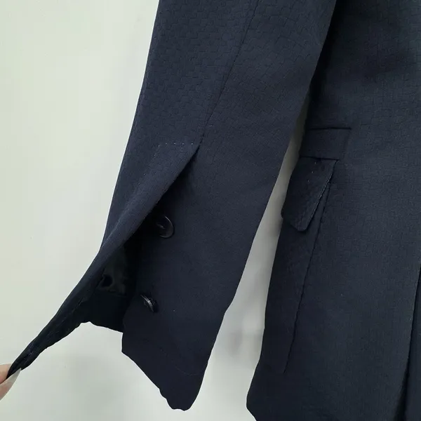 Allen ABS Womens Blazer 4 Blue Business Professional Office Artsy Lined Jacket - Image 13
