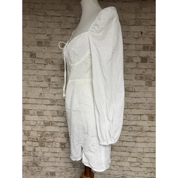 Princess Polly‎ Exclusive Alena Mini Dress in White. Sz 8 Long Puffy Sleeve - Image 4