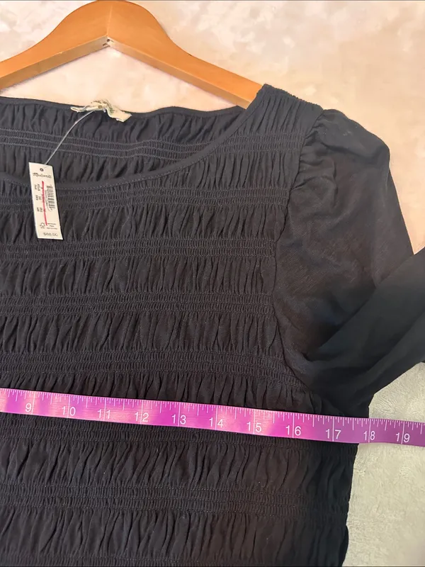 Madewell Black Smocked Long-Sleeve Top NWT - Image 6