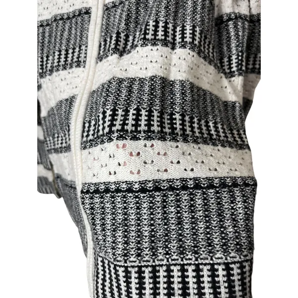 Talbots Cardigan Sweater Womens Small‎ Black White Striped Zip Up Knit - Image 4