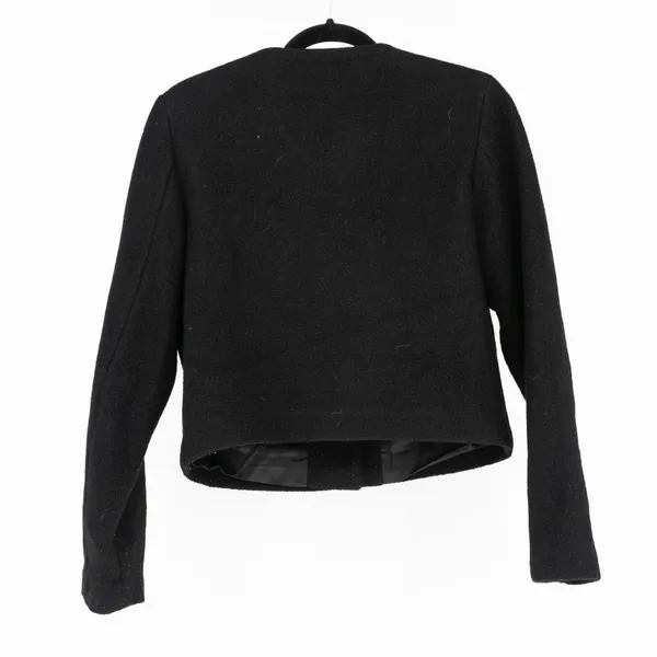 Quince 100% Merino Wool Collarless Cropped Button Front Structured Jacket Black - Image 4