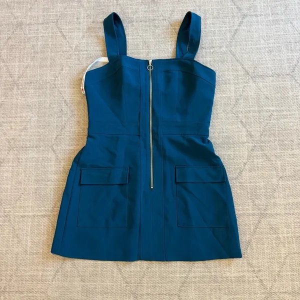 Amanda Uprichard Gage Zip Front Romper Mallard Blue L NWT - Image 2