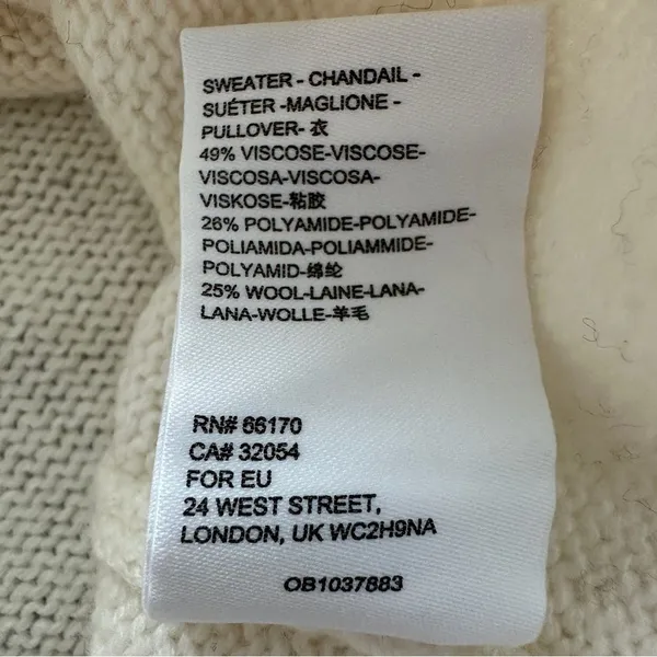 Anthropologie wool blend Cream turtleneck Sweater S Italy made - Image 9