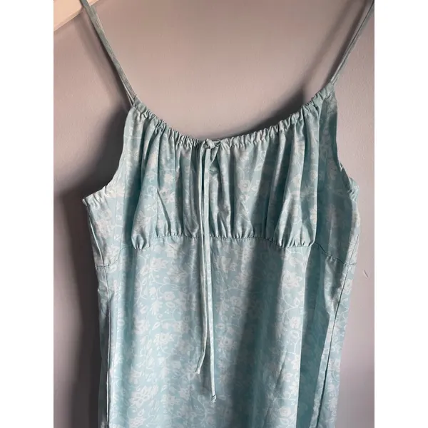 Vintage Roxy Y2K Blue Floral Cotton Mini Dress Empire Waist Made in USA Y470AST1 - Image 8