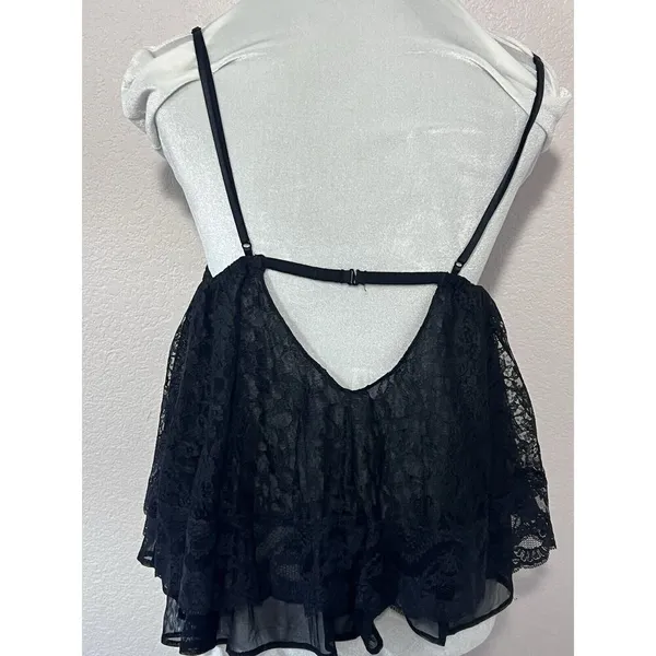 Victoria's Secret Coral Pink Babydoll Lace Sheer Cami Top Lingerie Size Large - Image 2