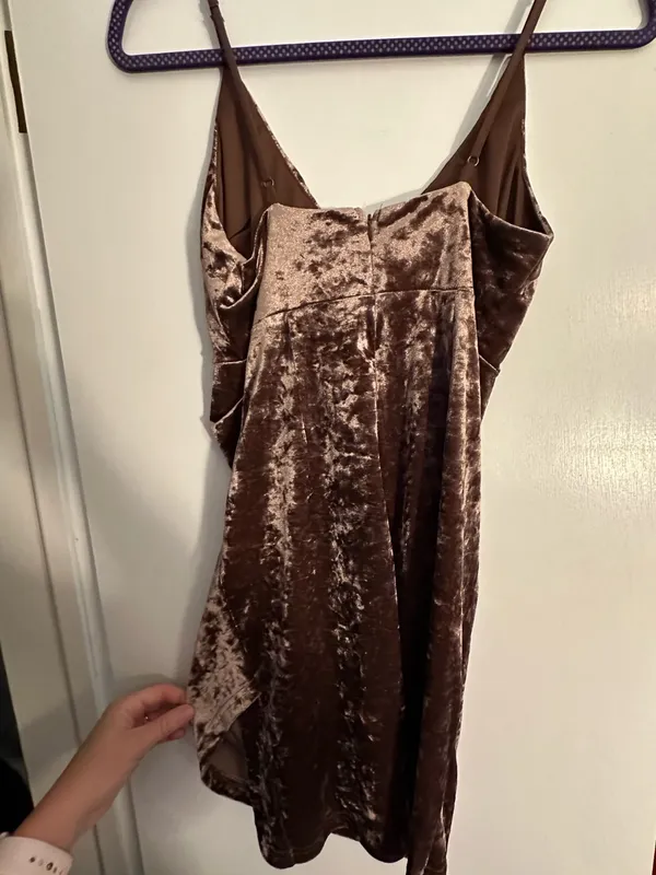 Forever 21 Vintage Y2K Velvet Slip Ruched Mini Dress Mauve V-Neck Bodycon nwt med - Image 4