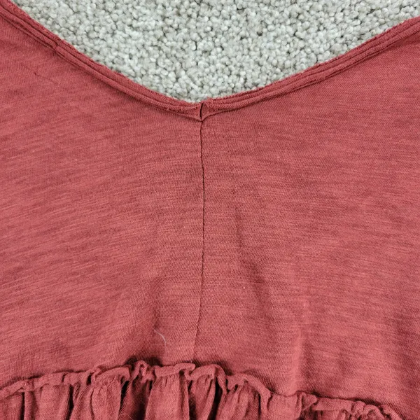 Altar’d State Cropped Top M Red V Neck Long Sleeve Ruffle Trim Pullover Blouse - Image 4