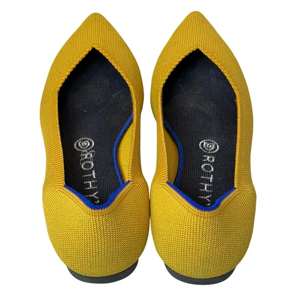 Rothys The Point‎ Ballet Flats Womens 9.5 Marigold Yellow Knit Comfort Slip On - Image 7