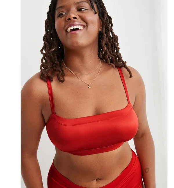 Aerie Satin Stretch Bandeau Sundried Size Small - Image 3