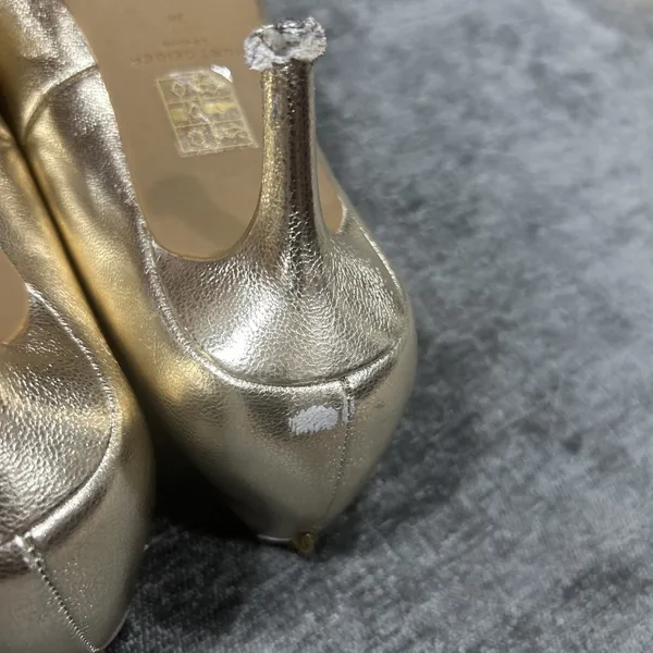 Kurt Geiger London Gold Metallic Leather Pointed Toe Pumps Heels EU 38 US 7.5/8 - Image 6