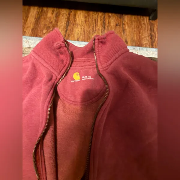 Carhartt Full Zip Sweatshirt Womens Red Workwear Jacket Logo - Image 2