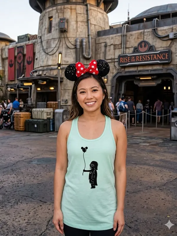 NWT Boutique Custom made Darth Vader Mickey Balloon Mint Racerback Tank Top XS - Image 2