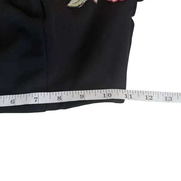 La Femme Black Floral Appliqué Cropped Bell Sleeve Cold Shoulder‎ Top Size 00 - Image 13