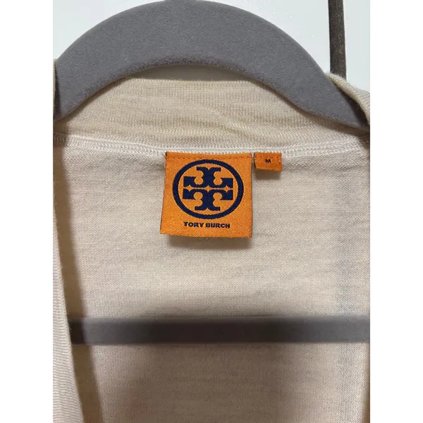 Tory Burch Beige Merino Wool Button Cardigan M - Image 4