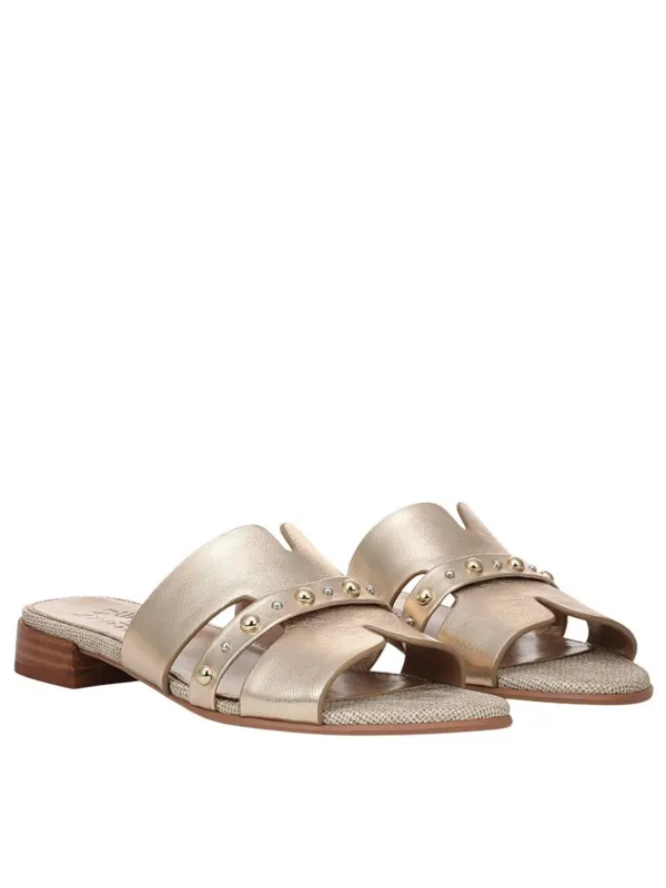 NWT Naturalizer Niche Slide Sandal Metallic Leather Studded Champagne Brown 8M - Image 7