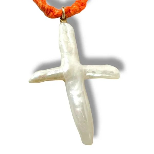 Free People Ariana Ost Easy Does It Pearl Cross Strand Necklace Bohemian Beach - Image 10