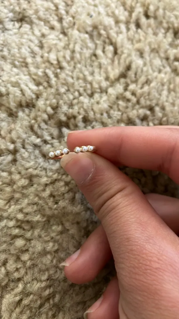 Gold Faux Pearl Antique Vintage Ring - Image 3