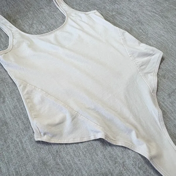 Free People Movement Bodysuit L Beige Scoop‎ Neck High Cut Stretch Leotard Thong - Image 4