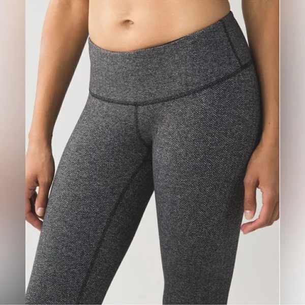 Lululemon Wunder Under Pant III Heathered Herringbone Heathered Black Size 6 - Image 3