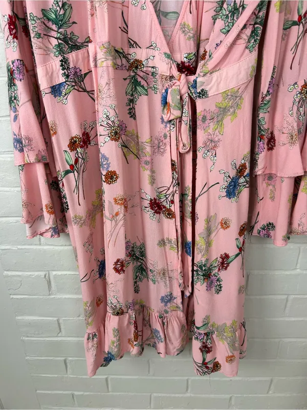 Scoop Pink Floral Wrap Dress Size XL 16-18 - Image 4
