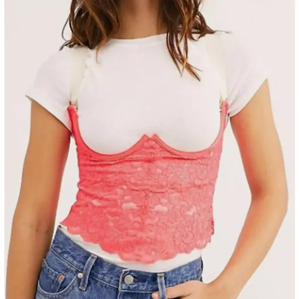 We Are HAH Free People Bust a Move Pink Lace Bustier, Size XS - Image 5