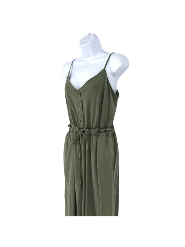 Splendid Minimalist Utility Safari Button-Front Jumpsuit Olive Green Size Medium - Image 5