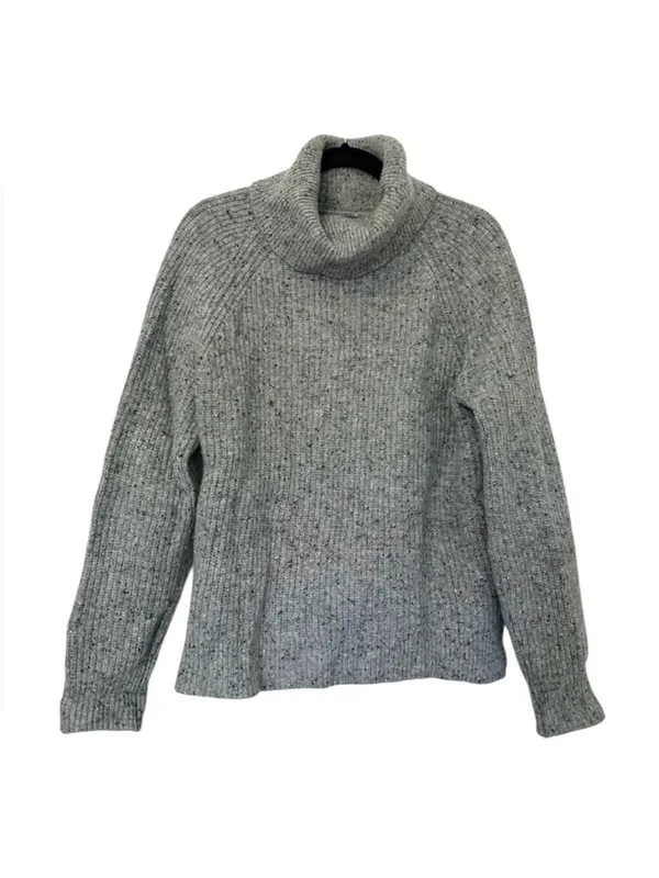 J. Crew Donegal Turtleneck Sweater Lambs Wool Gray Womens Large Scandi Minimal - Image 2