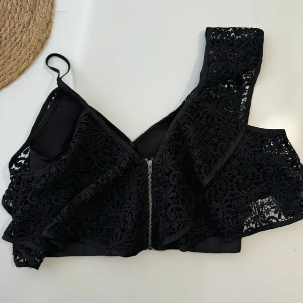 Topshop Women Embroidered‎ Tops, Black Size 4 - Image 8