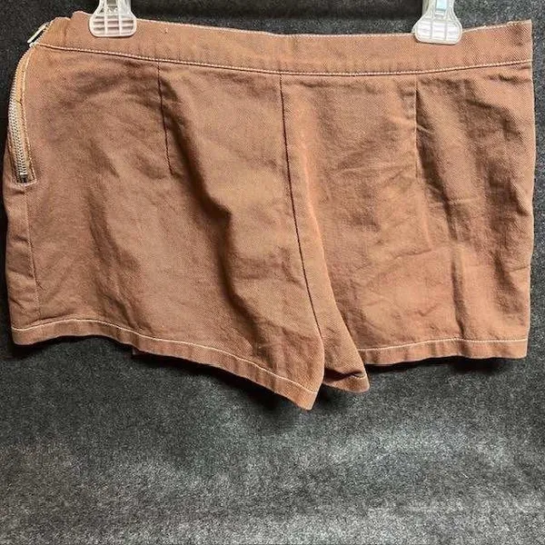 Brown Mini Skort Womens Faux Wrap Denim Style‎ Casual - Image 2