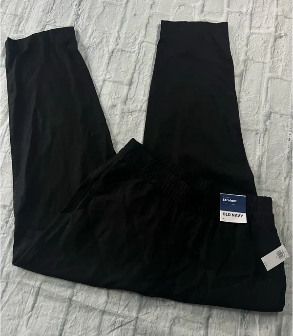 Old Navy High Rise Linen Blend Black Straight Leg - Image 2