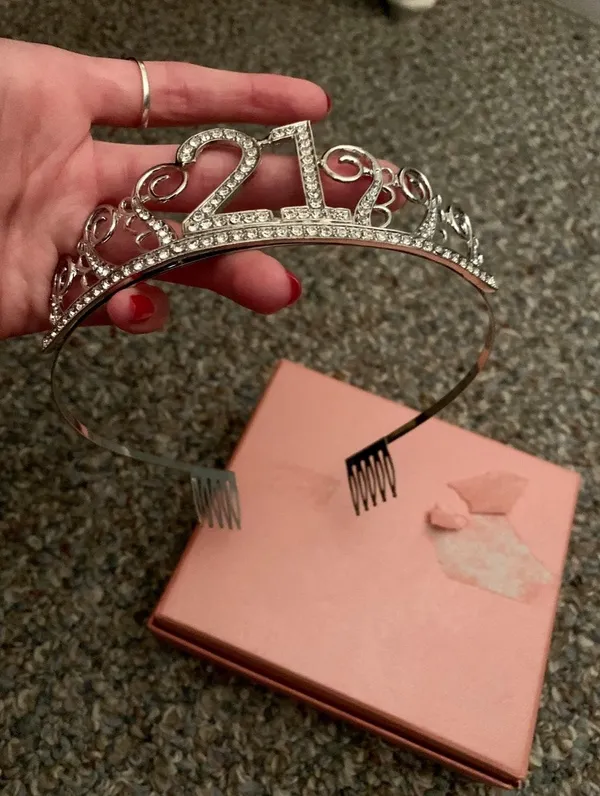 21 Crystal Rhinestone Birthday Tiara Silver - Image 4
