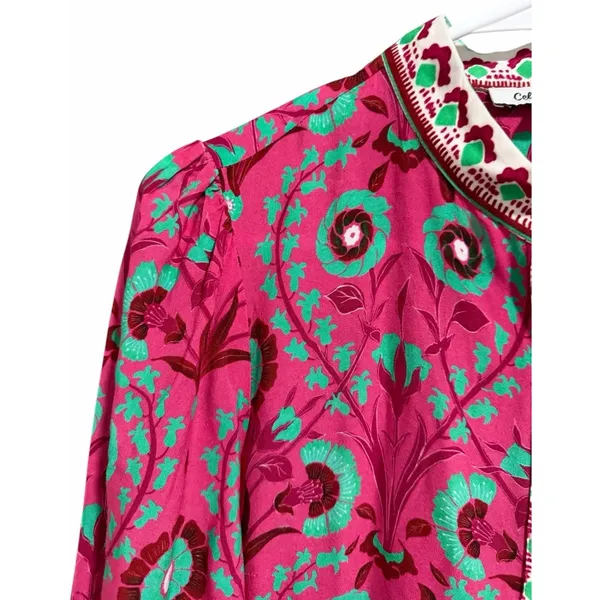 Celina‎ Moon Rose Abstract Block Print Long Sleeve Dress Women's Size Small - Image 7