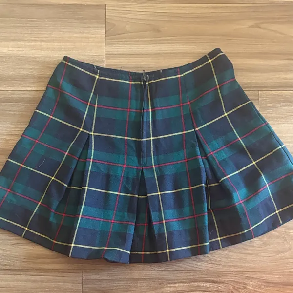 Expressions Navy and Green Plaid Skater Skirt - Image 2