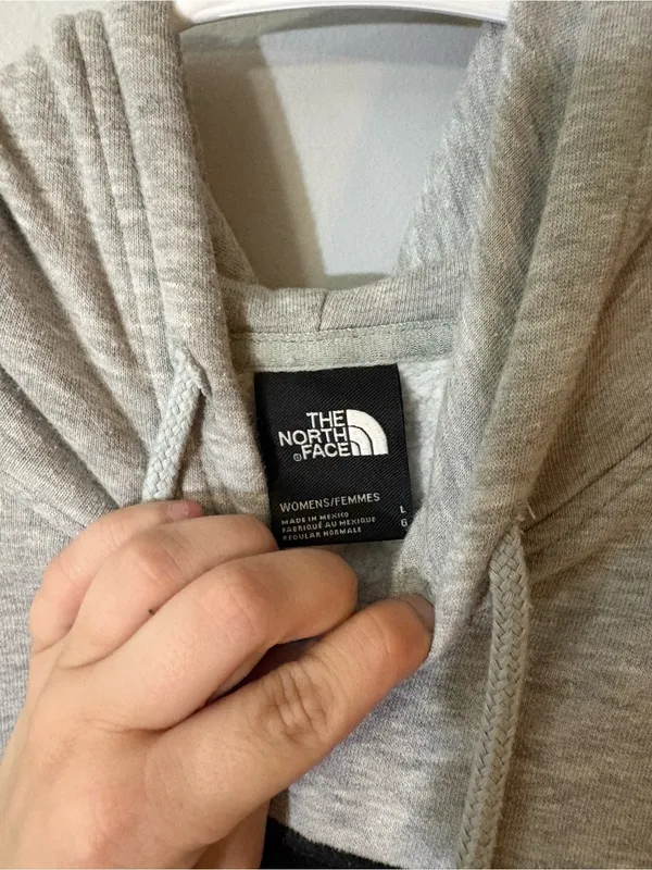 The North Face Heather Gray Hoodie‎ with Black Logo Tag - Image 2