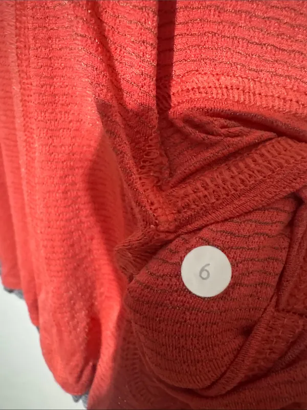 Lululemon Coral Red Gray Trim V-Neck Waistcord Racerback Athletic Tank Top 6 - Image 6