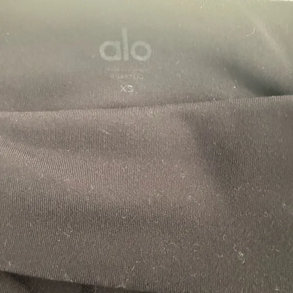 Alo Black Moto-Style Leggings with Ribbed Panels - Image 3