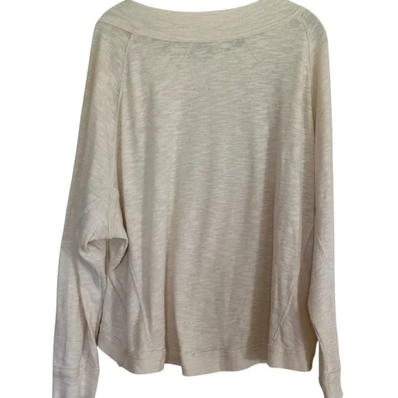 We The Free Free People Long Sleeve Top Womens L Cream Button Detail‎ Slouchy - Image 4