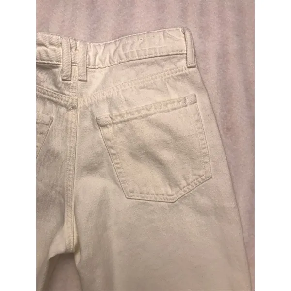 Zara White Flare Wide Leg Cargo Jeans Womens Size 2 High Rise 100%‎ Cotton - Image 11