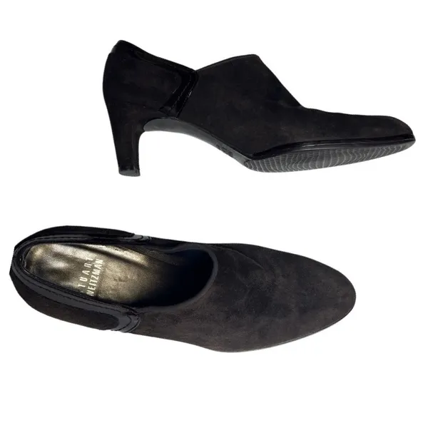 Stuart Weitzman‎ High-Vamp Suede Heeled Loafers Ankle Booties - Image 2
